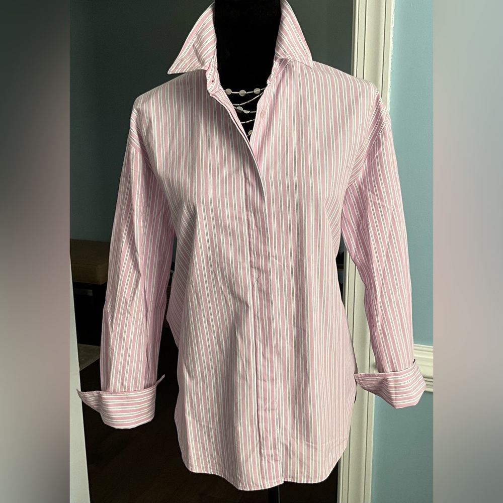 Zara Oversized Striped Button-Up Shirt Button Spring Shirt - Picture 3 of 12